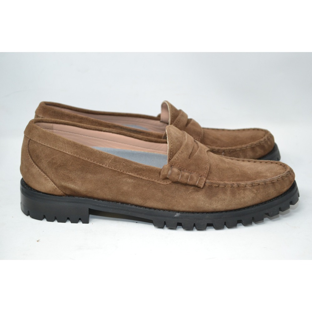 J. Crew Winona‎ lug-sole penny loafers in suede Womens 10.5 brown BP306 - $228+